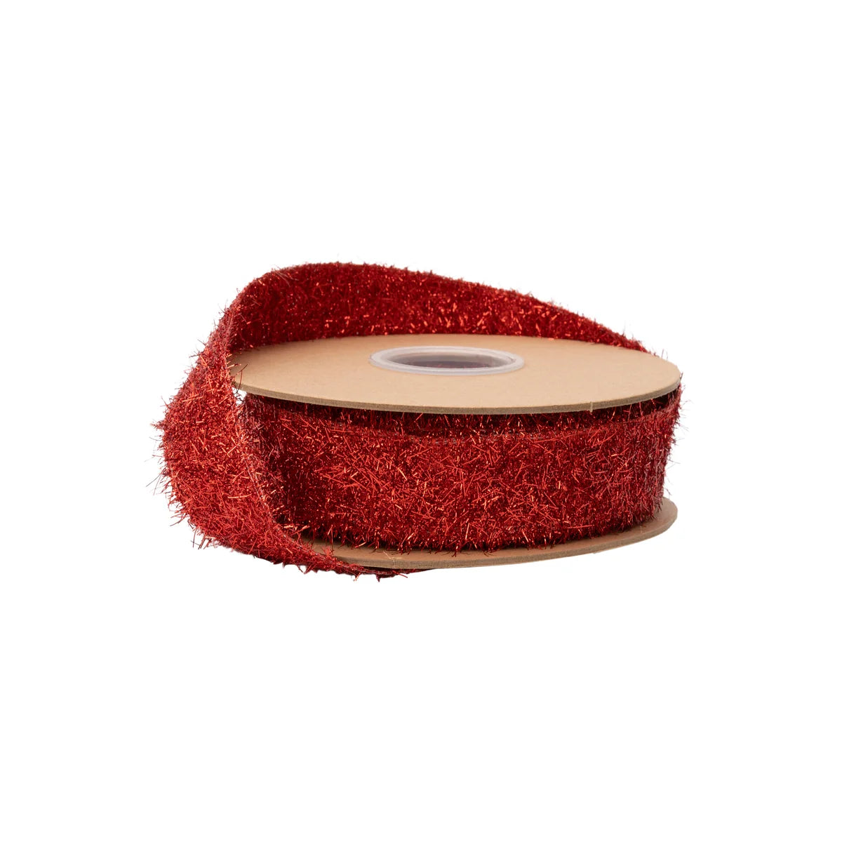 1” Wired Ribbon, Red Tinsel