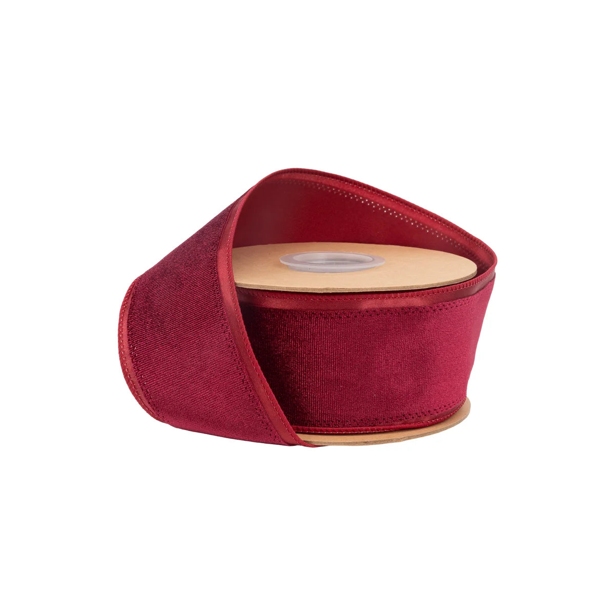 2 1/2" Wired Velvet Ribbon, Burgundy Velvet Center