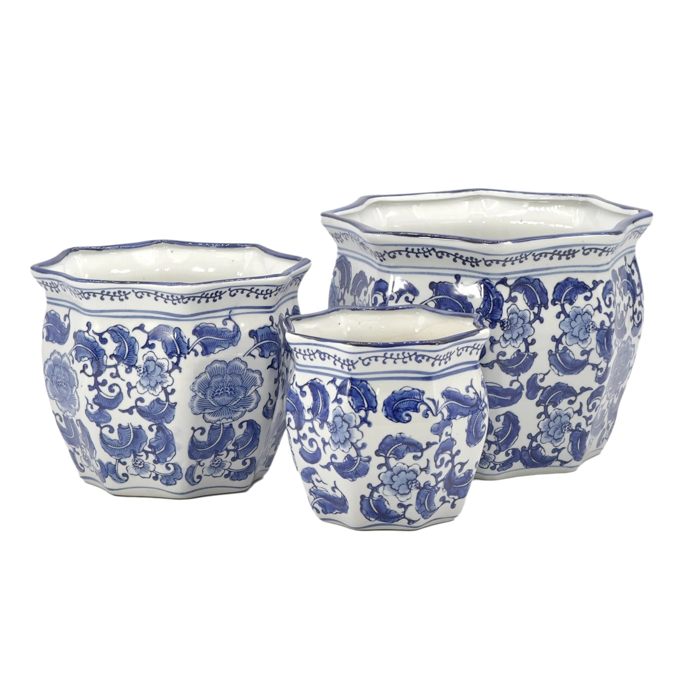 Blue & White Chinoiserie Ceramic Planter