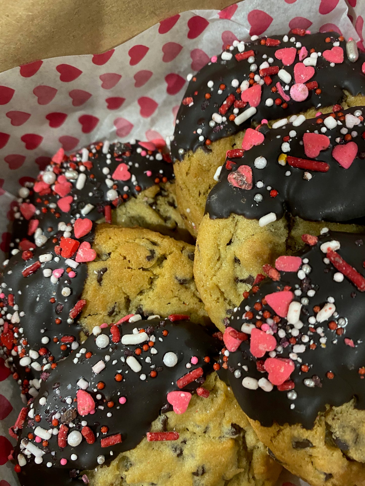 Chocolate Chip Chocolate Dip Sprinkle Cookies
