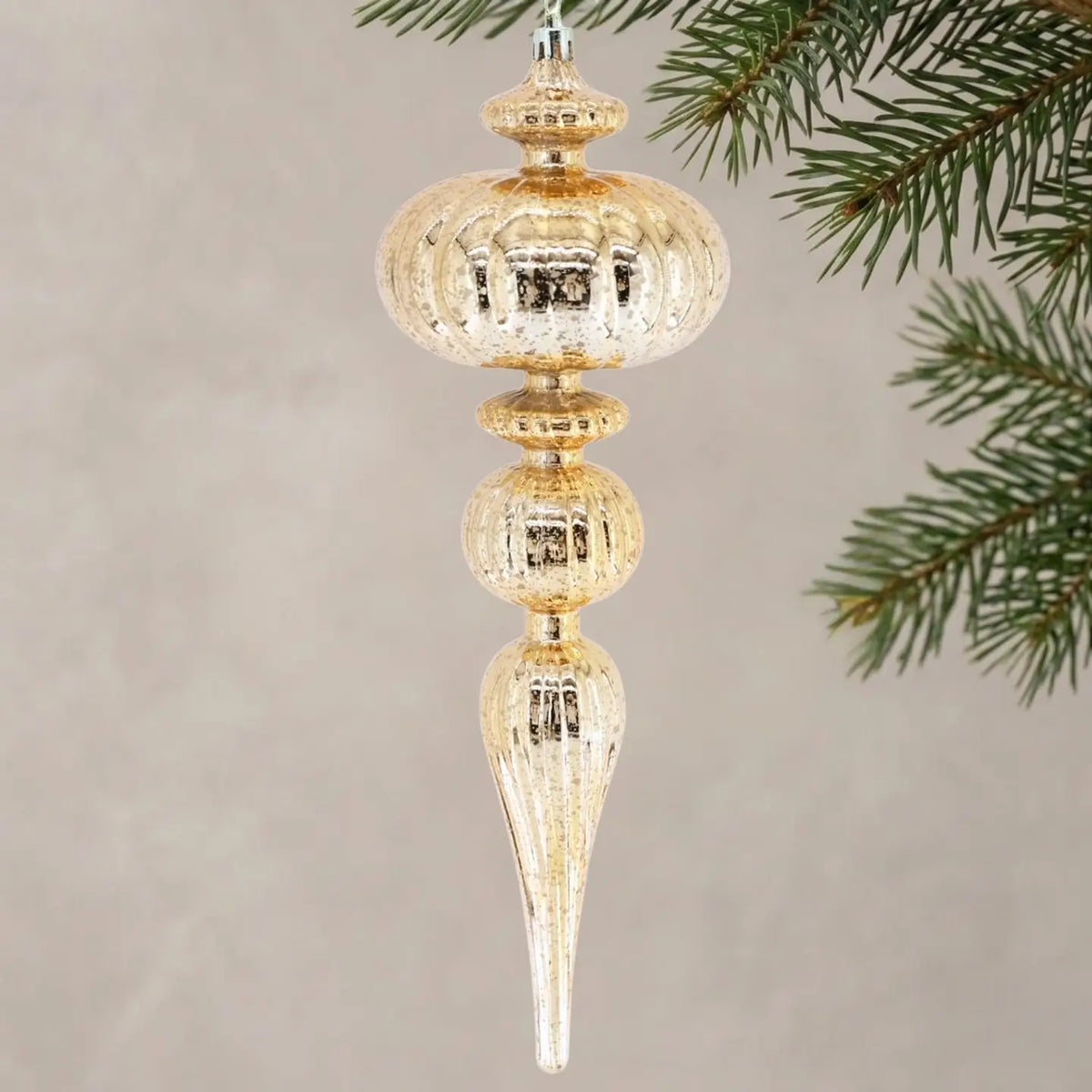 Mercury Finish Grand Plastic Finial 12" - Light Gold
