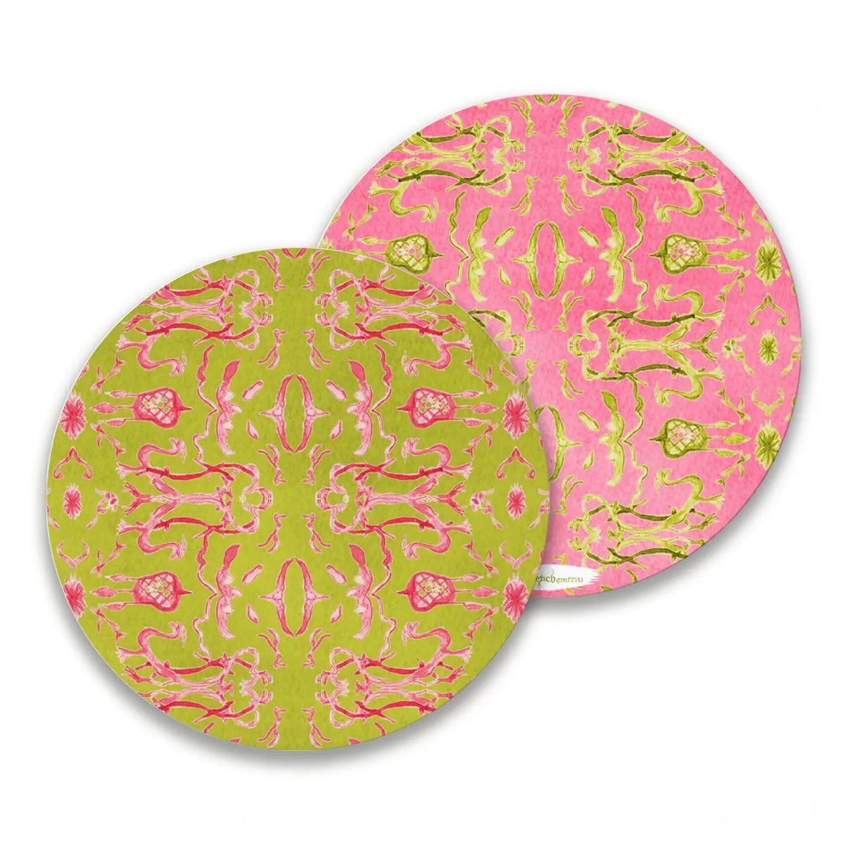 Pink & Green Chinoiserie Paper Drink Coaster