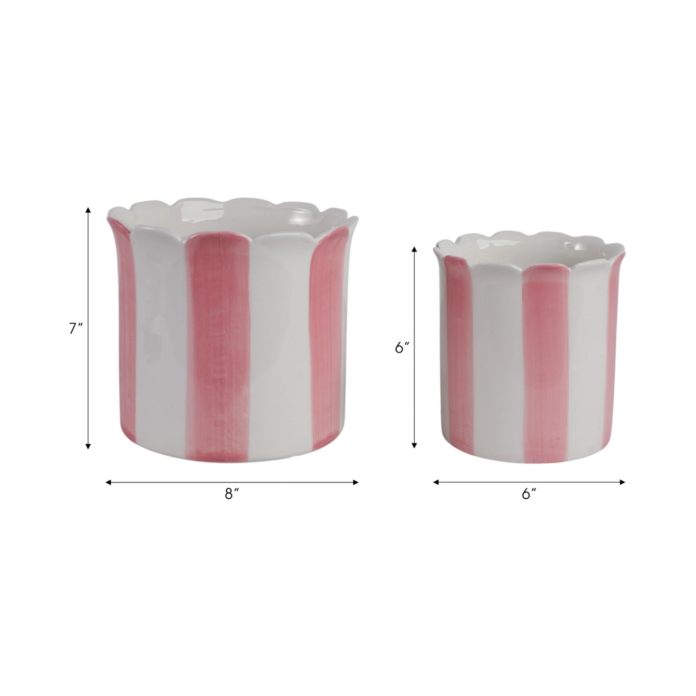 Pink Striped Ceramic Pot