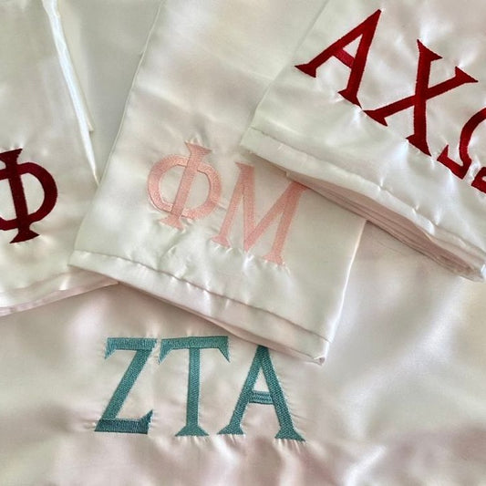 Sorority Satin Pillowcase – Personalized Greek Letter Embroidery