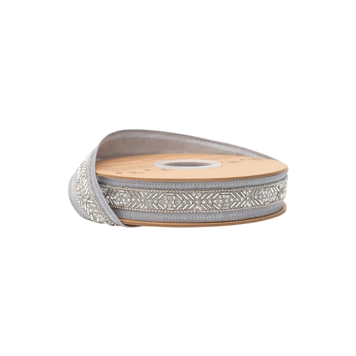 1” Wired Ribbon, Silver Beaded with Silver Backing