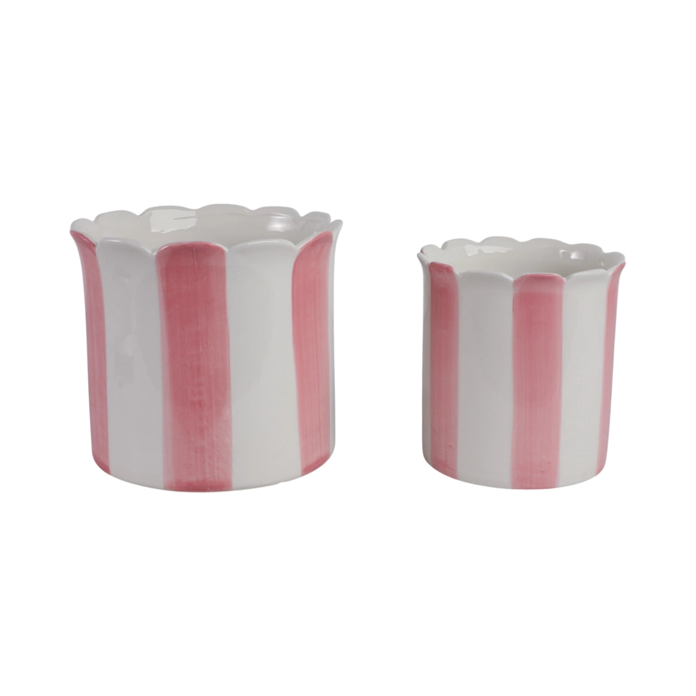 Pink Striped Ceramic Pot