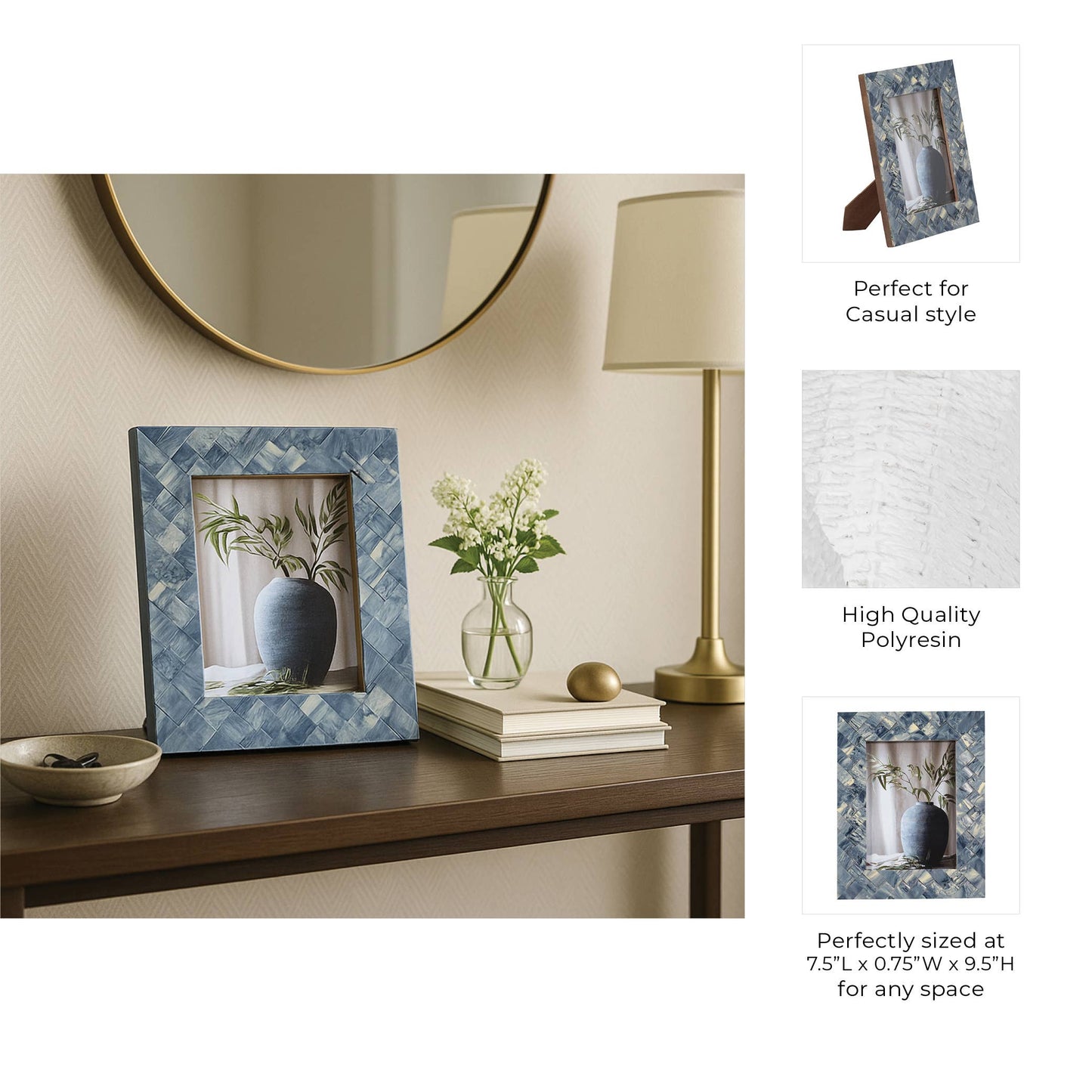 Blue Checkered Photo Frame, 5x7 in.
