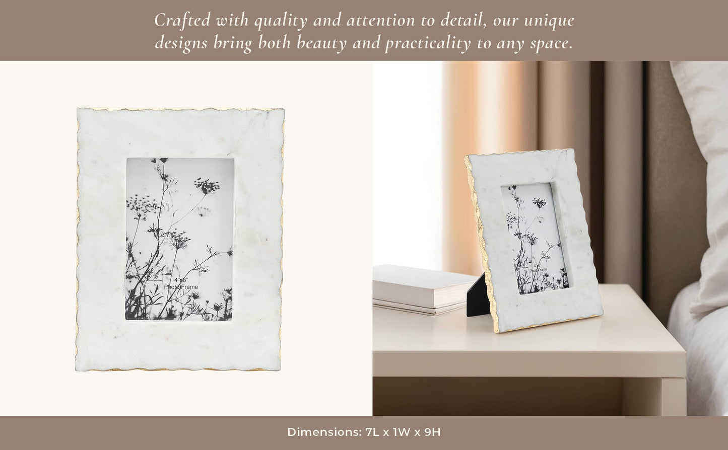 White Marble Picture Frame, 4x6 in.