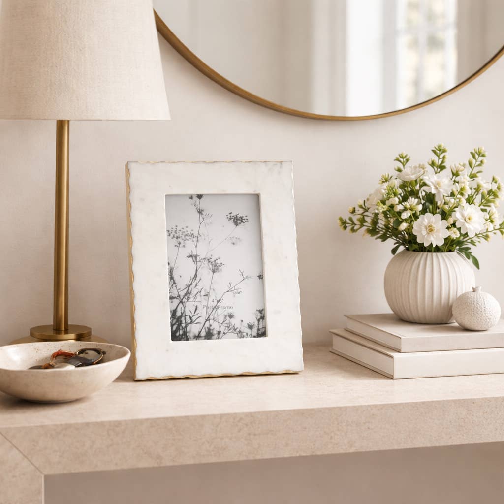 White Marble Picture Frame, 4x6 in.