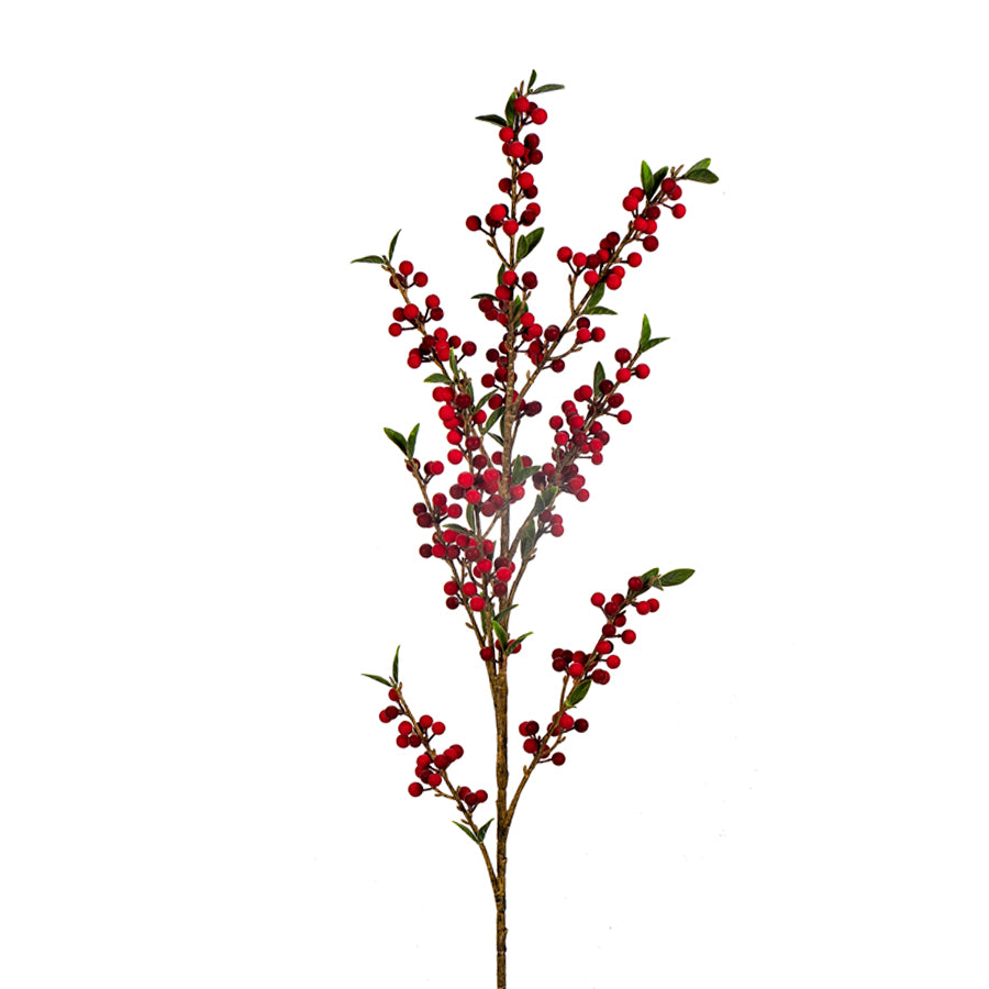 42" Large Iced Red Berry Spray