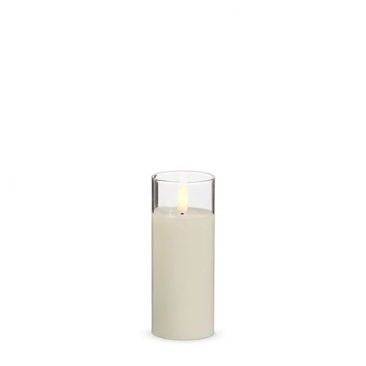 Clear Glass Ivory Pillar Flameless Candle 2"x5"