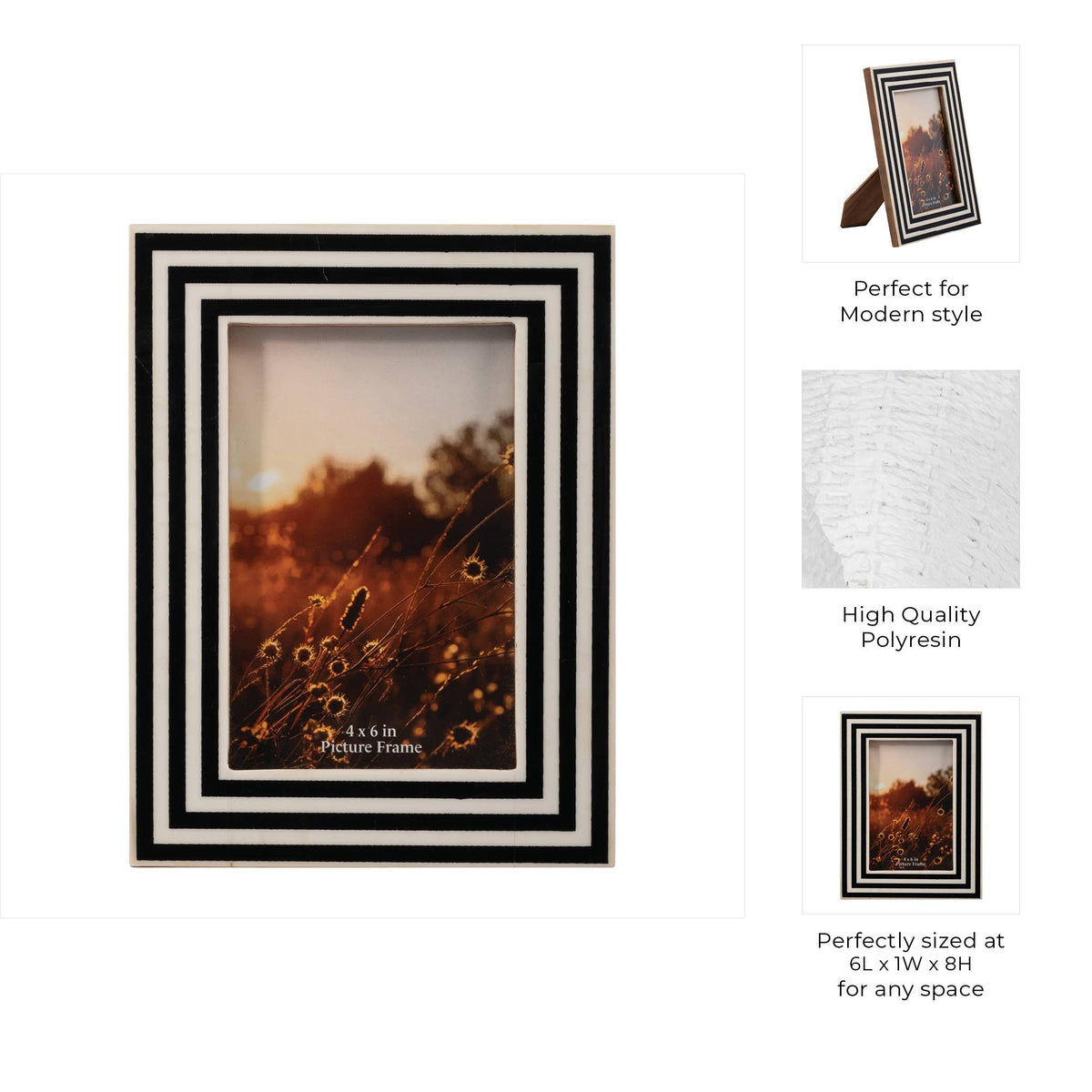Black and White Modern Picture Frame, 4x6 in.