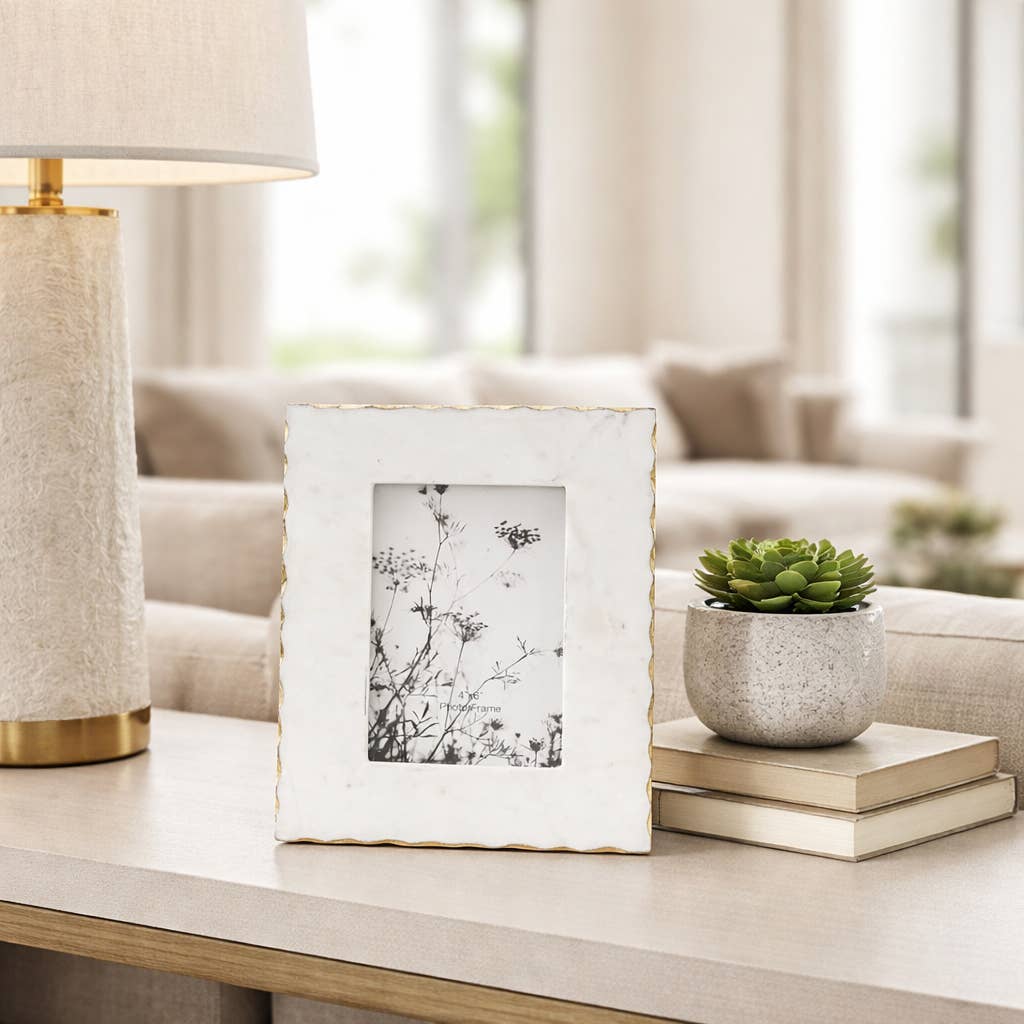 White Marble Picture Frame, 4x6 in.