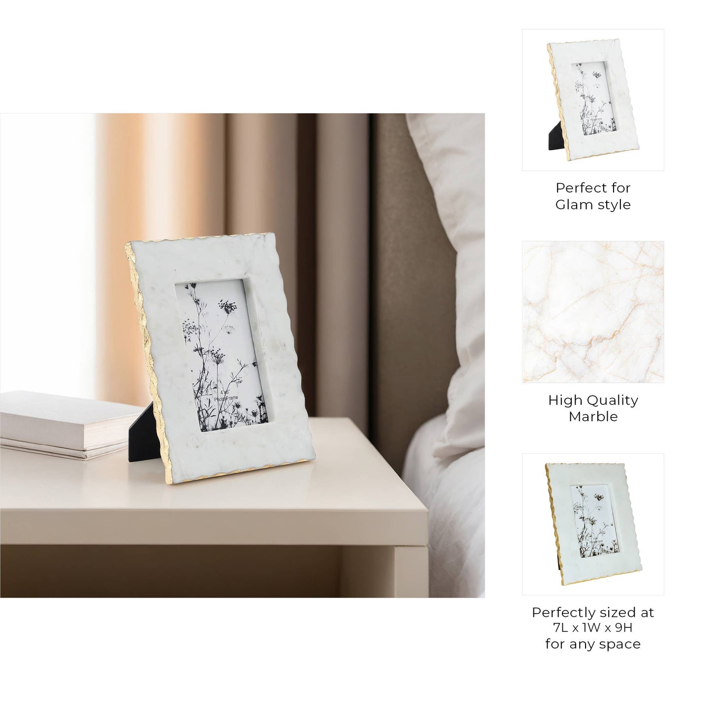 White Marble Picture Frame, 4x6 in.