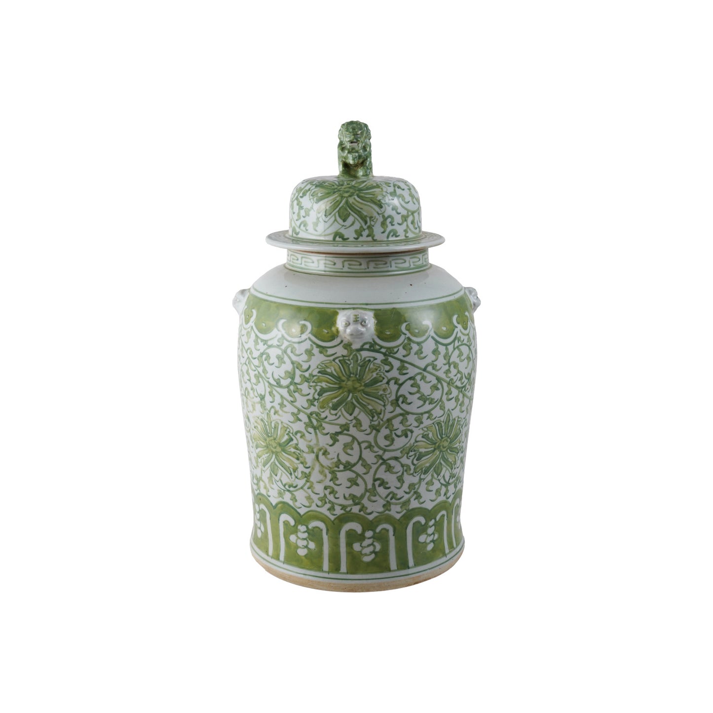 Green Floral Pattern & Foo Dog Ginger Jar