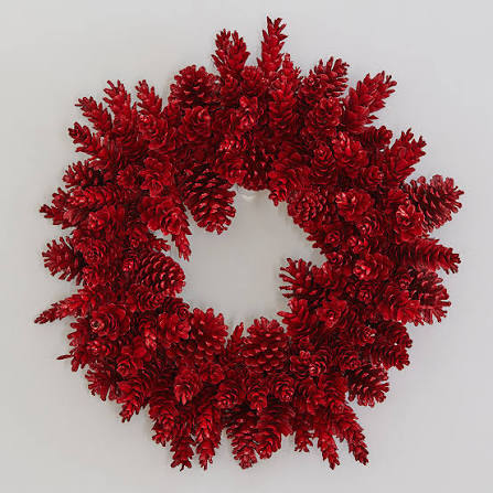 22" Red Pinecone Wreath