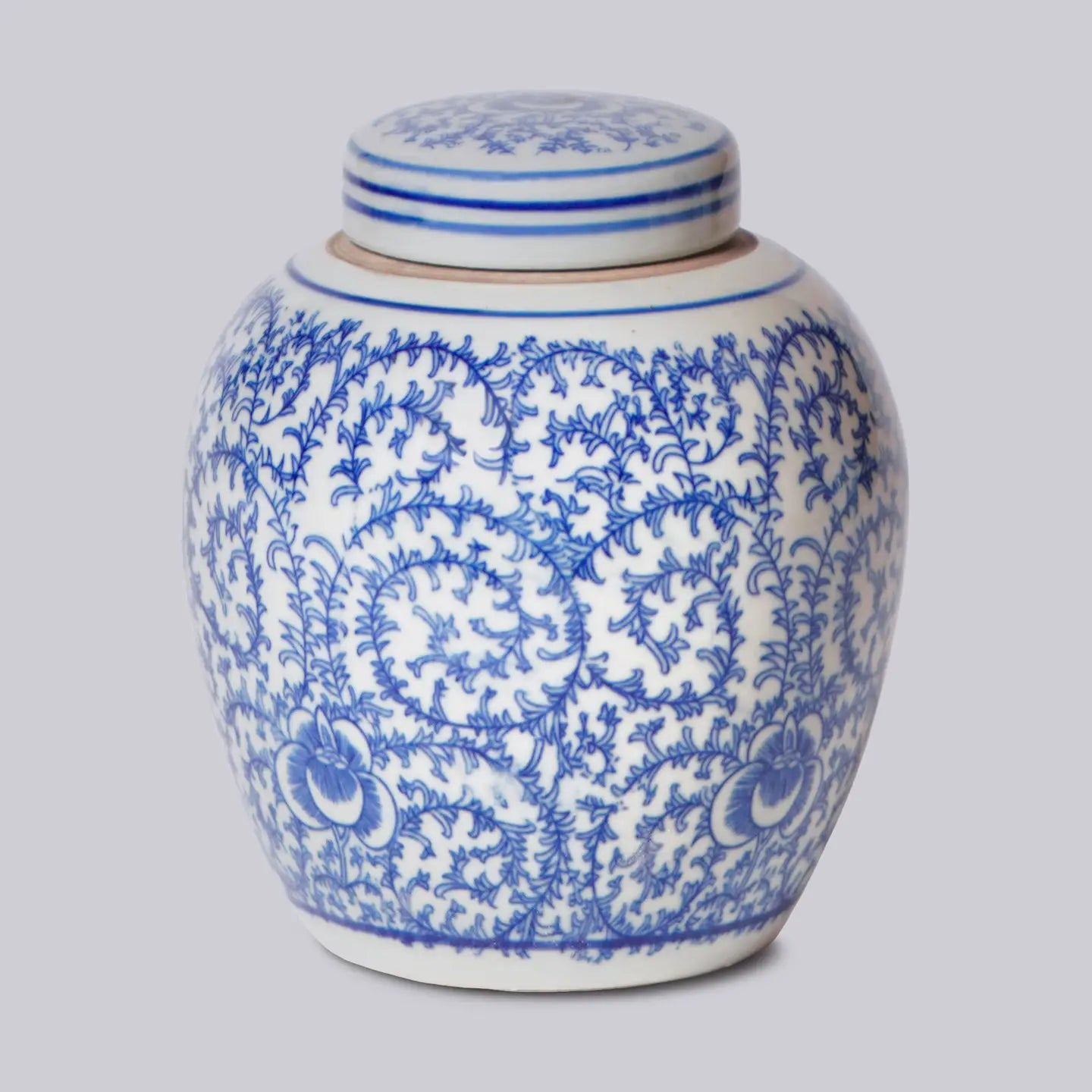 Porcelain Scrolling Peony Ginger Jar