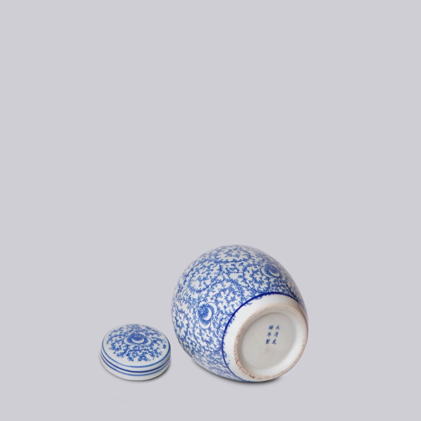 Porcelain Scrolling Peony Ginger Jar