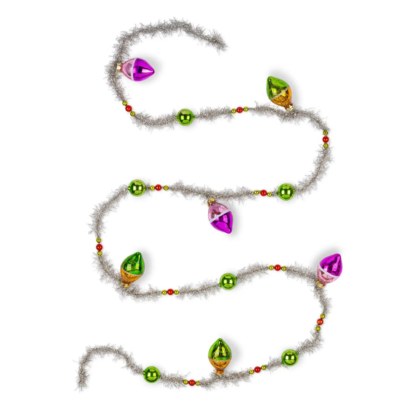 Tinsel and Tear Drop Ornament Garland
