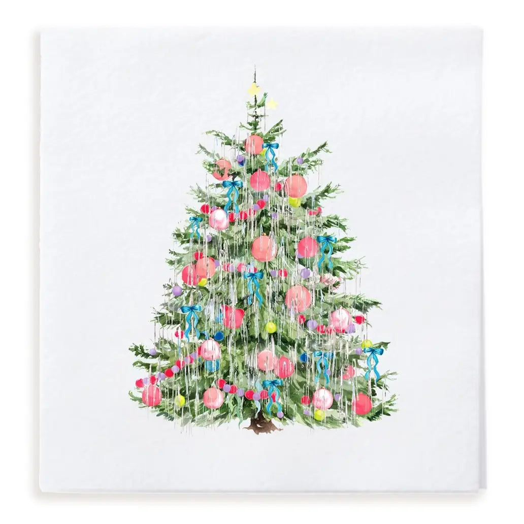 Vintage Tinsel Christmas Tree Cocktail Napkins