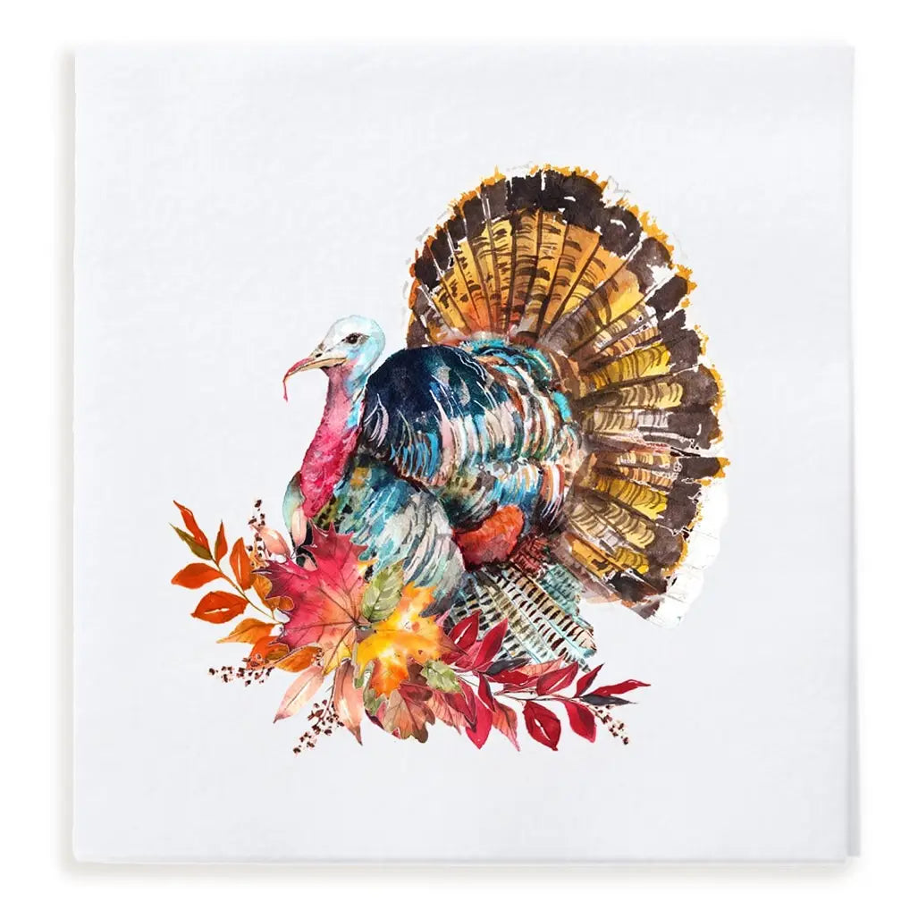 Watercolor Thanksgiving Turkey Cocktail Napkins