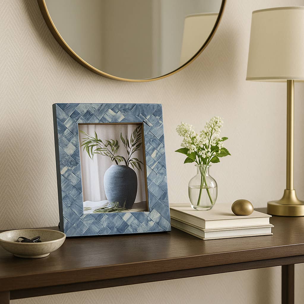 Blue Checkered Photo Frame, 5x7 in.