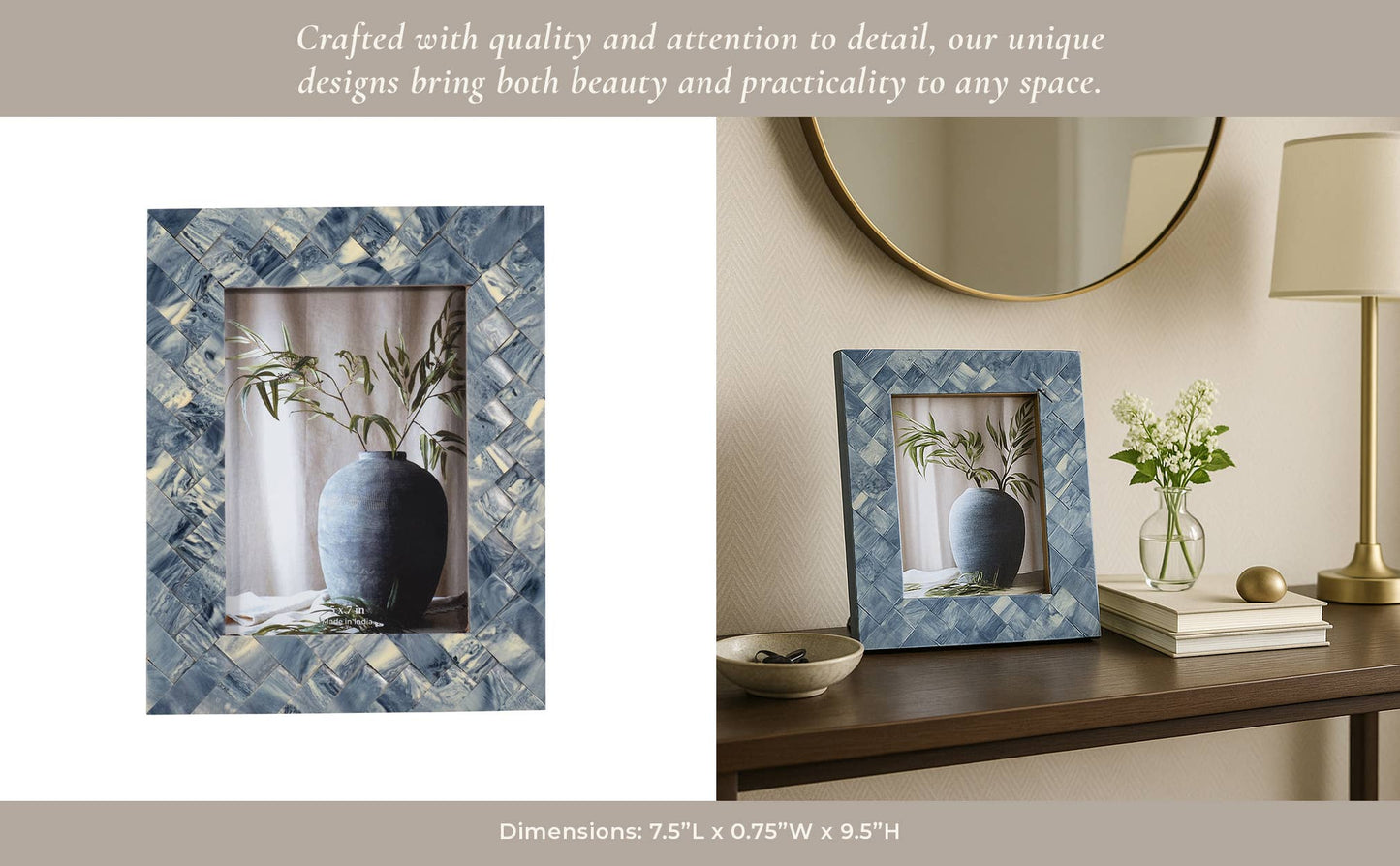 Blue Checkered Photo Frame, 5x7 in.