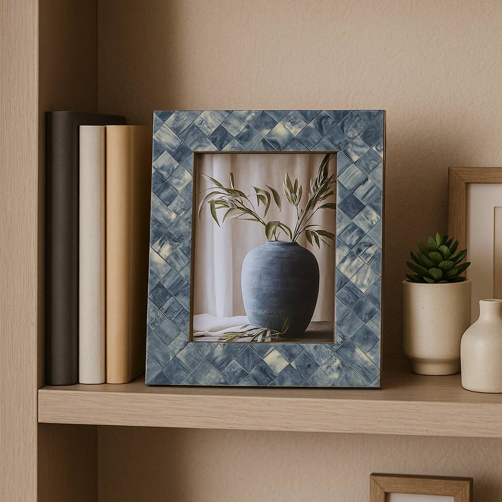 Blue Checkered Photo Frame, 5x7 in.