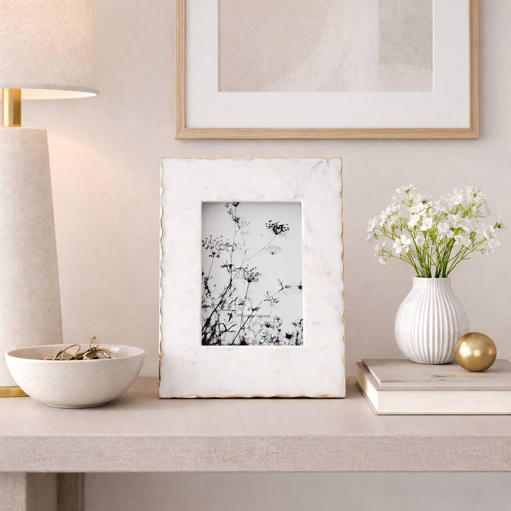 White Marble Picture Frame, 4x6 in.