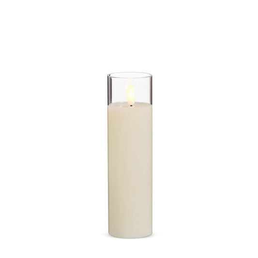 Clear Glass Ivory Pillar Flameless Candle 2"x7"