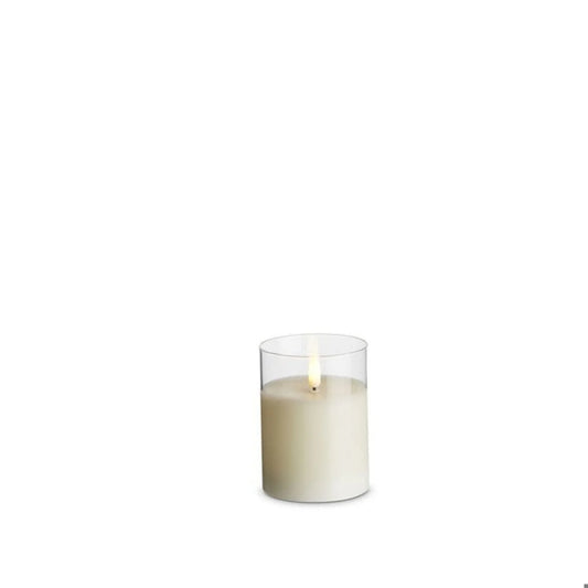 Clear Glass Ivory Pillar Flameless Candle 3"x4"