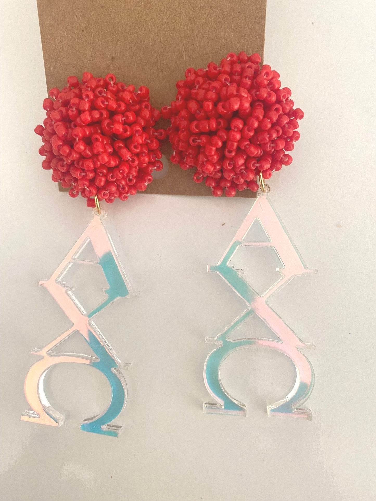 Acrylic Sorority Earrings with Beaded Top