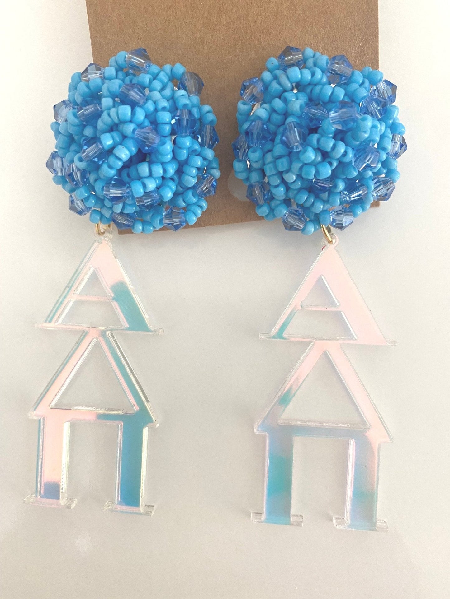 Acrylic Sorority Earrings with Beaded Top