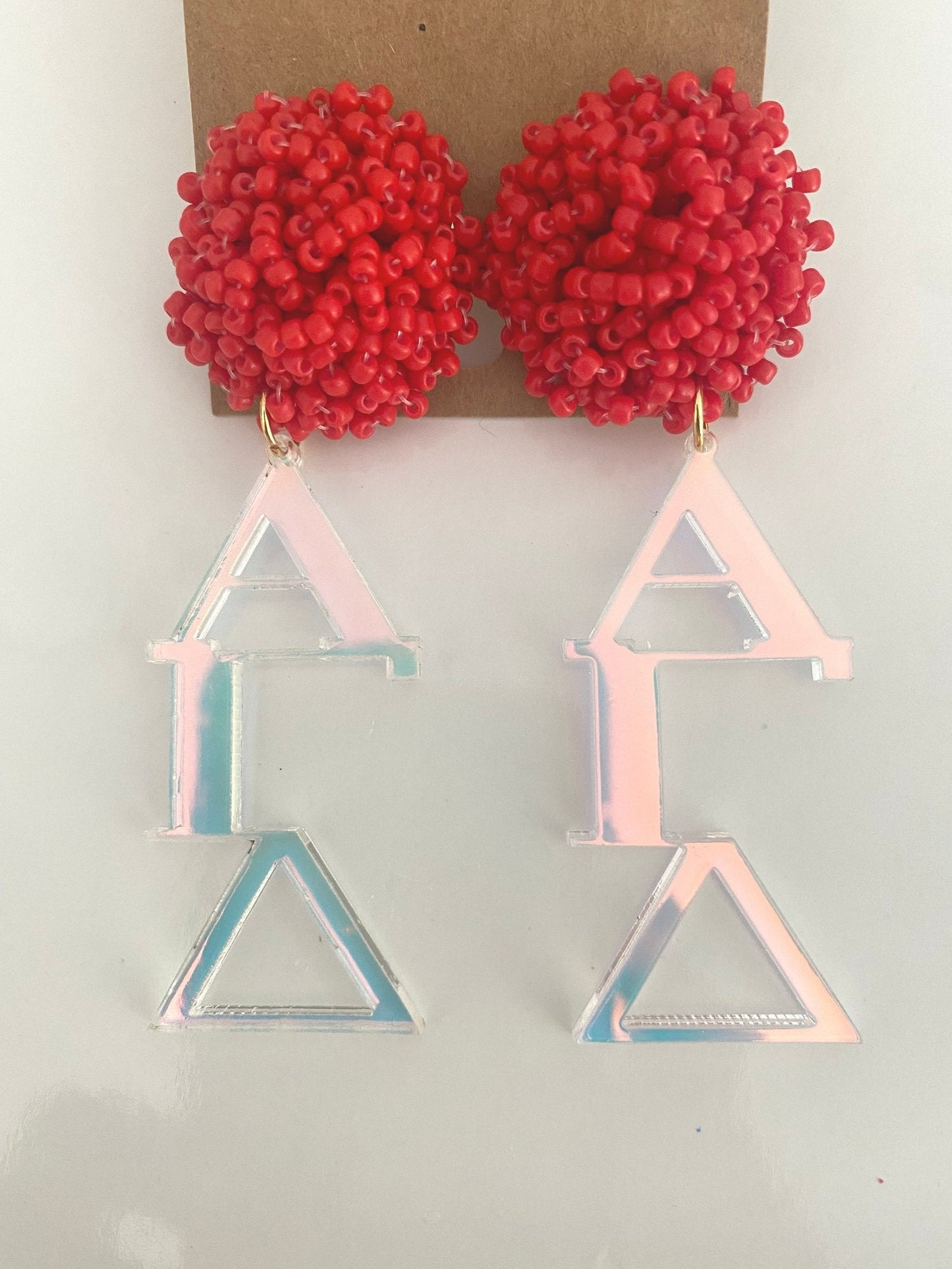 Acrylic Sorority Earrings with Beaded Top