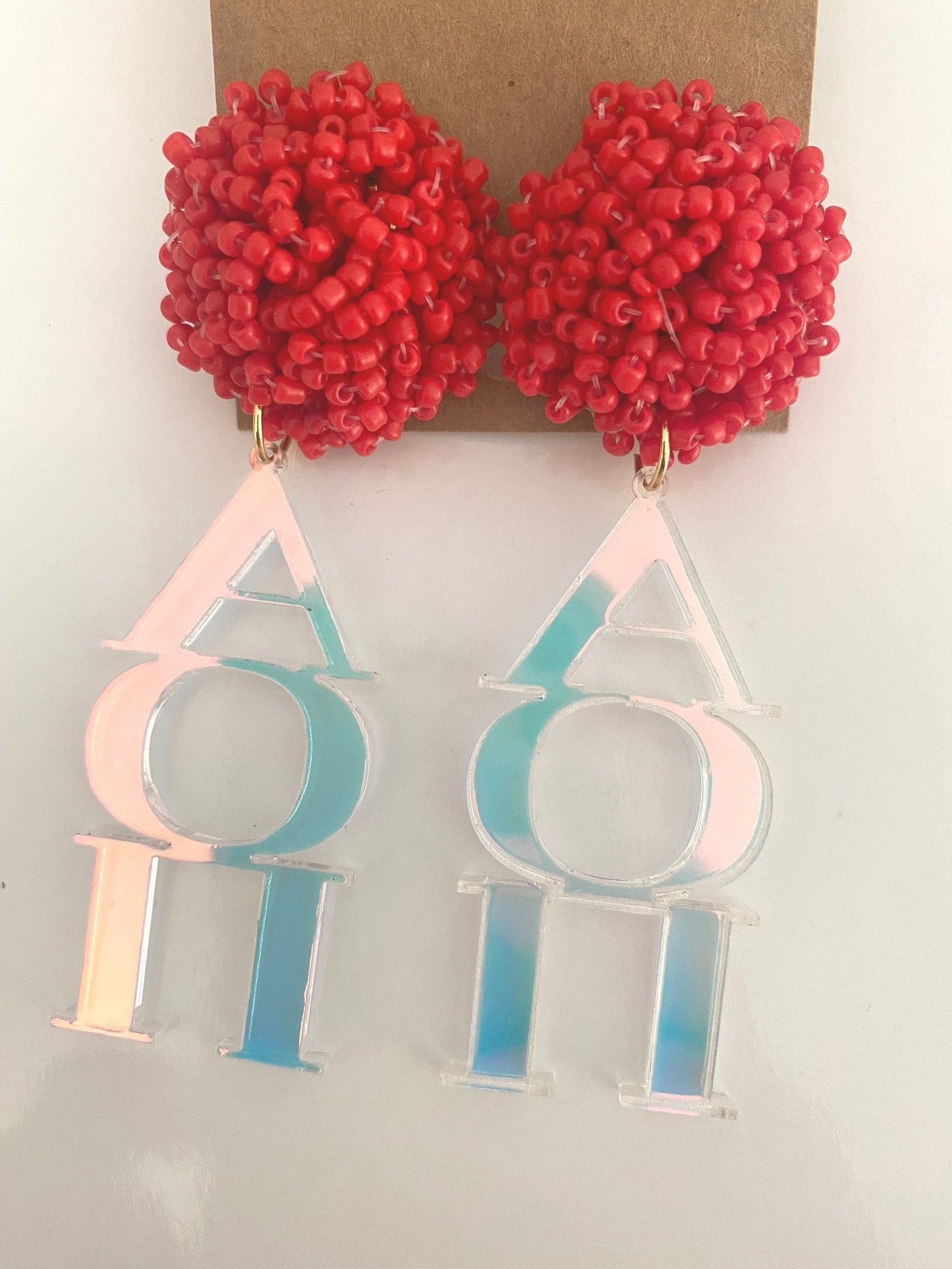 Acrylic Sorority Earrings with Beaded Top