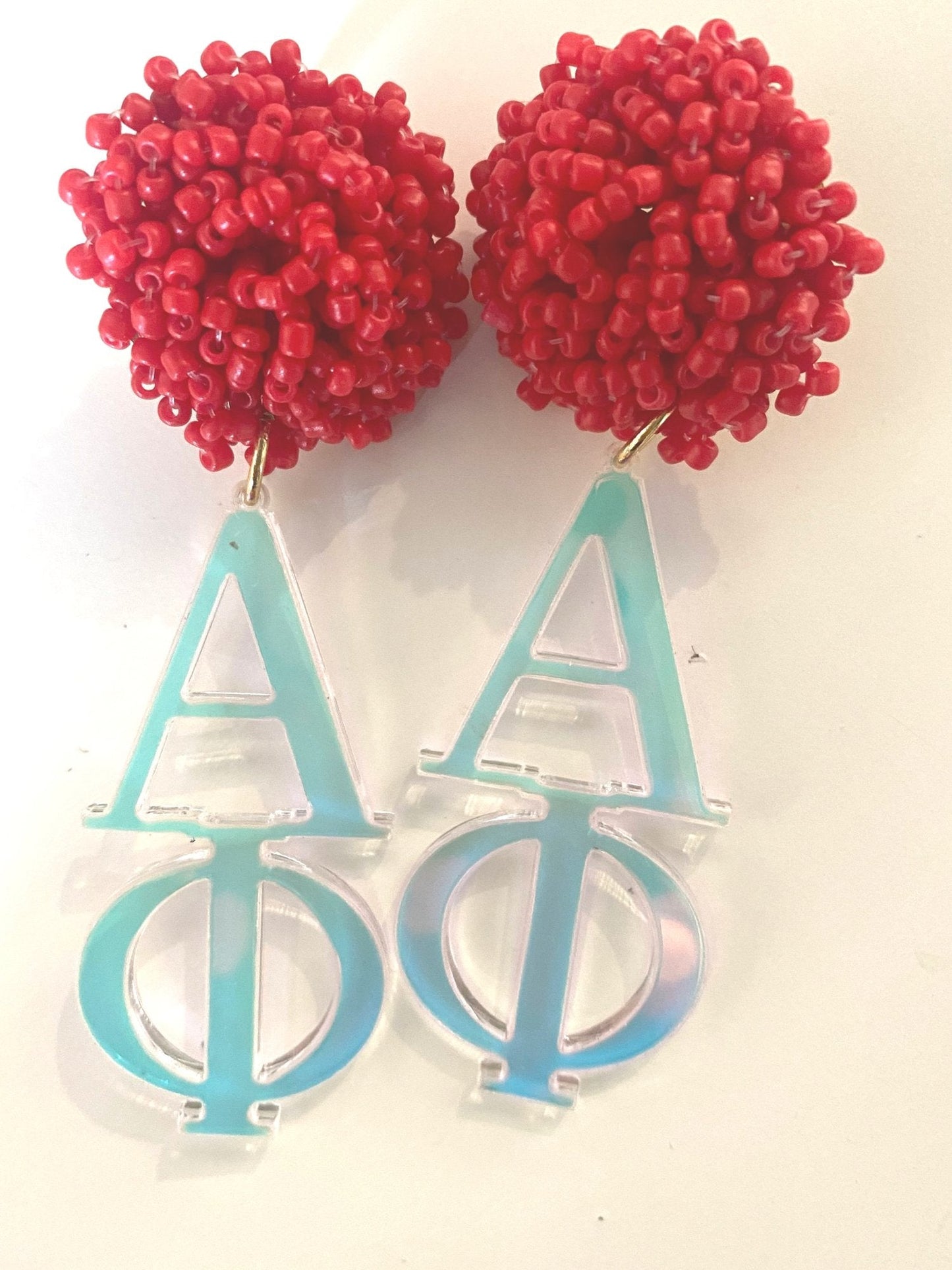 Acrylic Sorority Earrings with Beaded Top