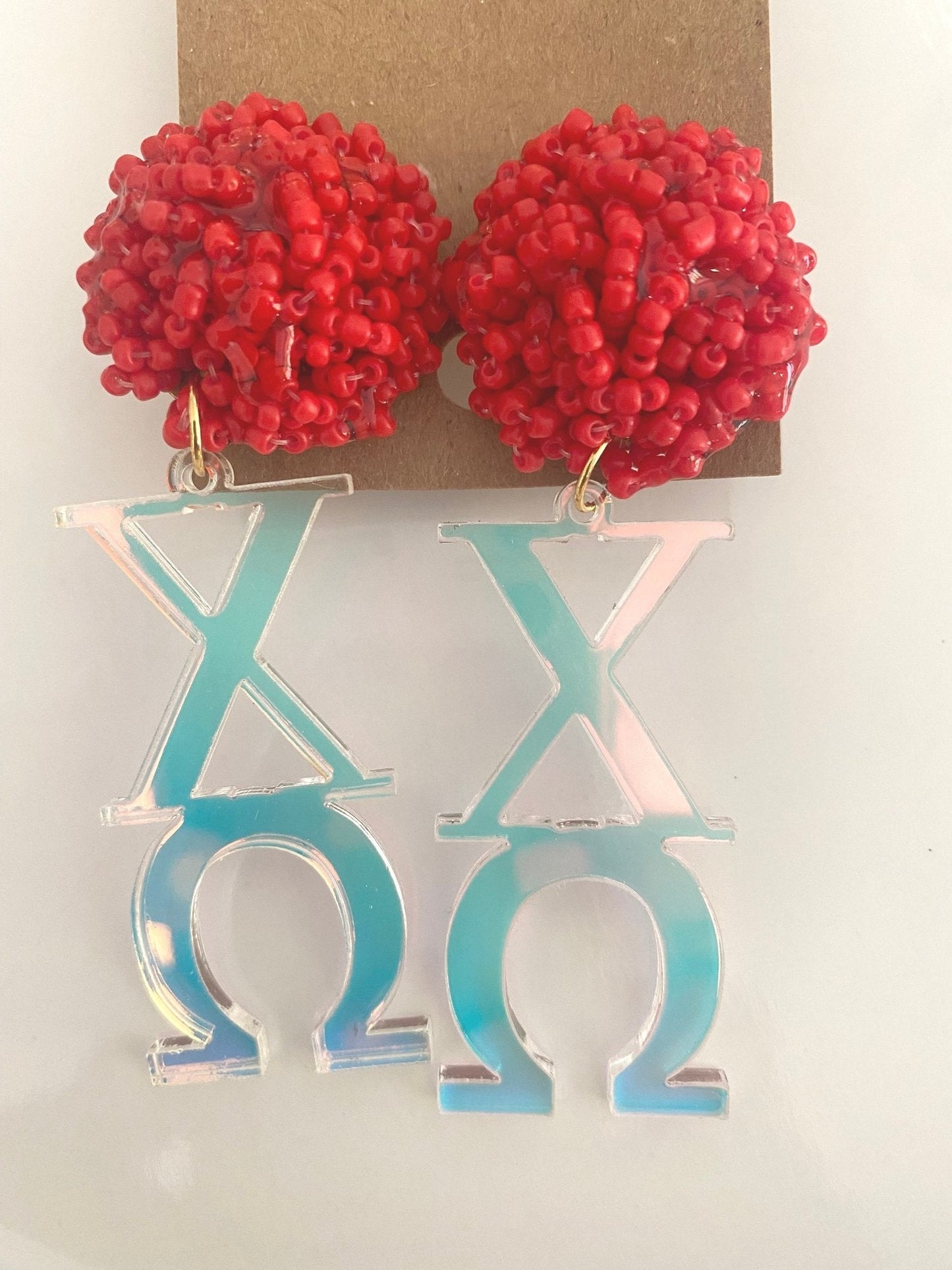 Acrylic Sorority Earrings with Beaded Top