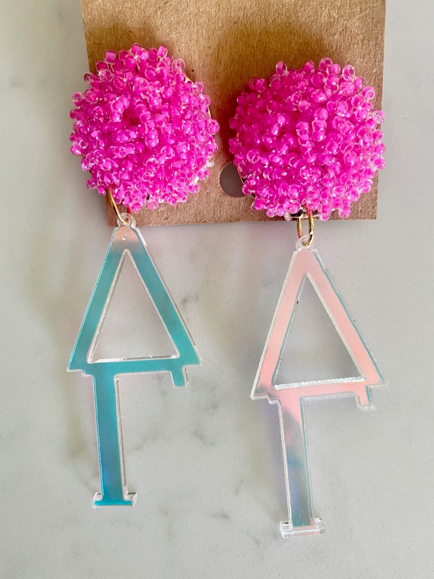 Acrylic Sorority Earrings with Beaded Top