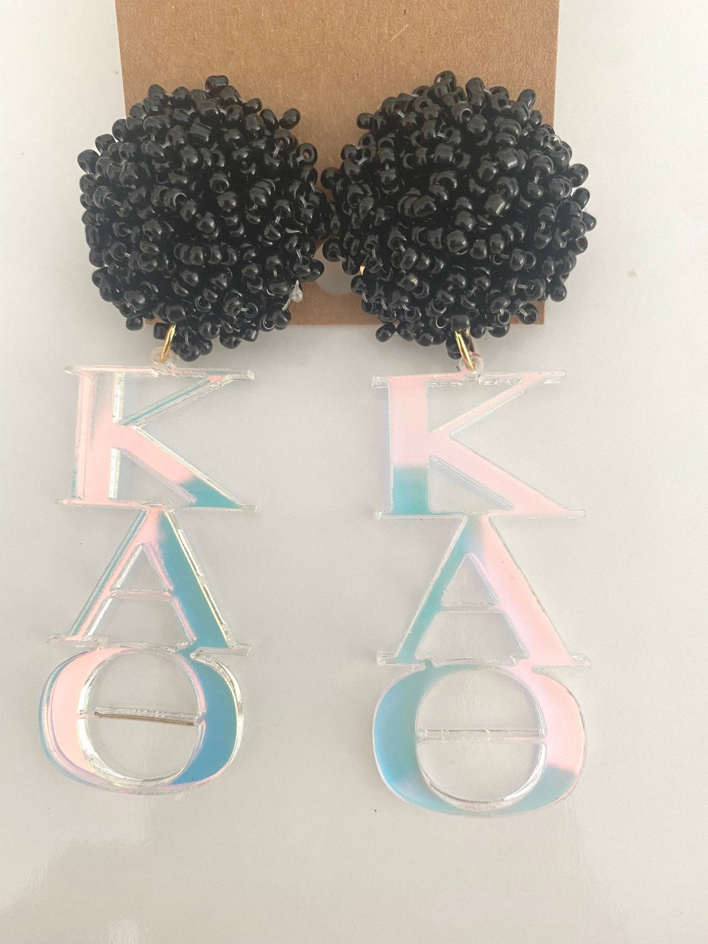 Acrylic Sorority Earrings with Beaded Top