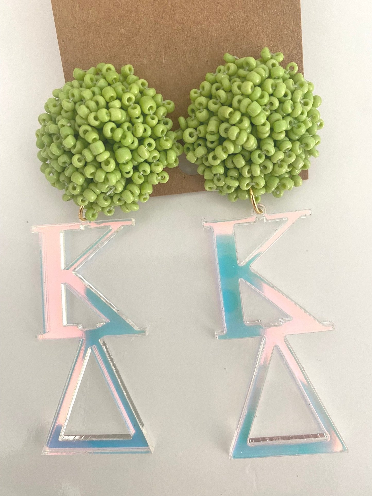 Acrylic Sorority Earrings with Beaded Top