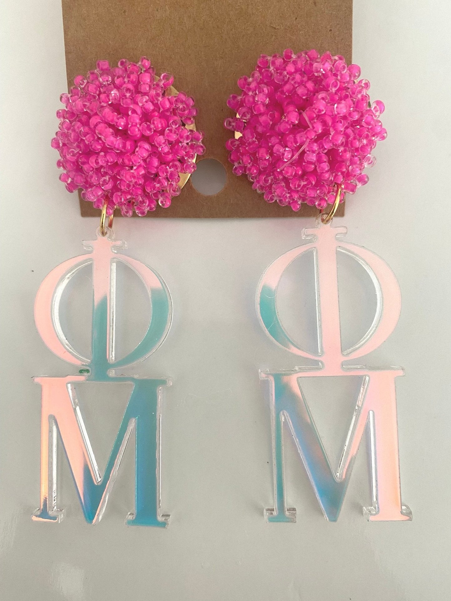 Acrylic Sorority Earrings with Beaded Top