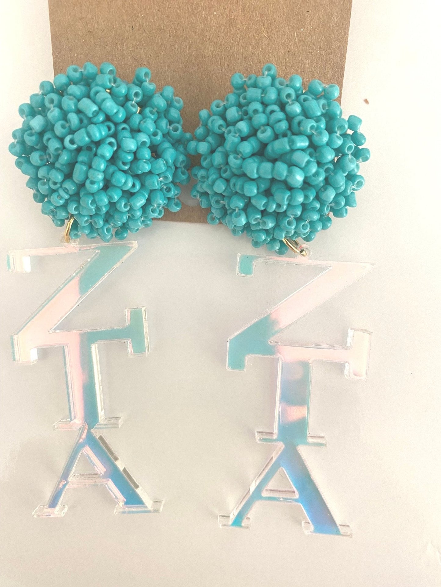 Acrylic Sorority Earrings with Beaded Top