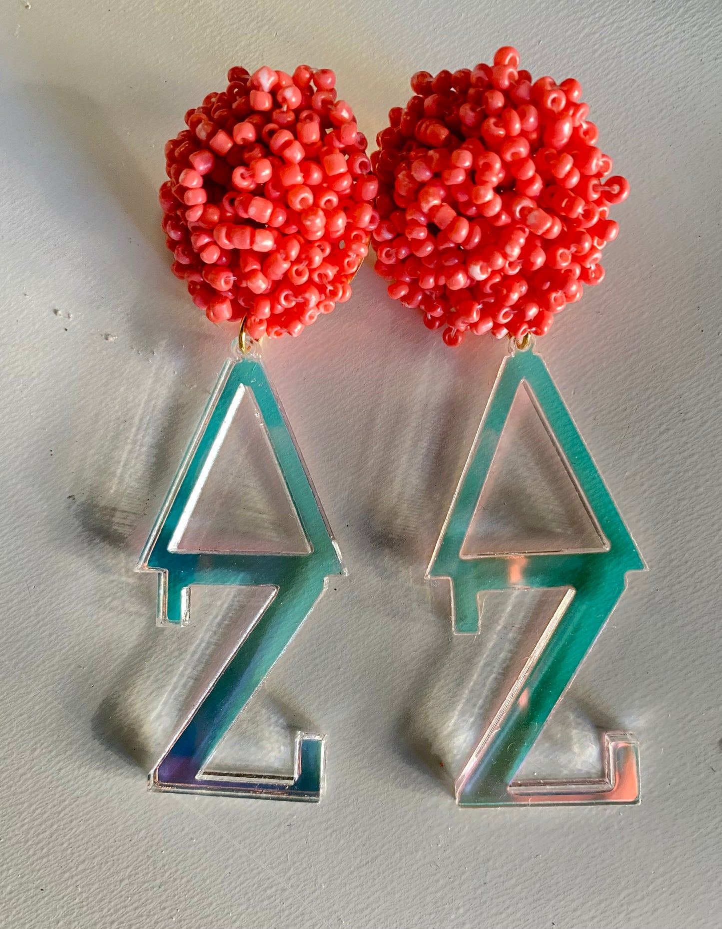 Acrylic Sorority Earrings with Beaded Top